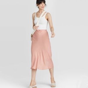 a new day Pink Midi Slip Skirt